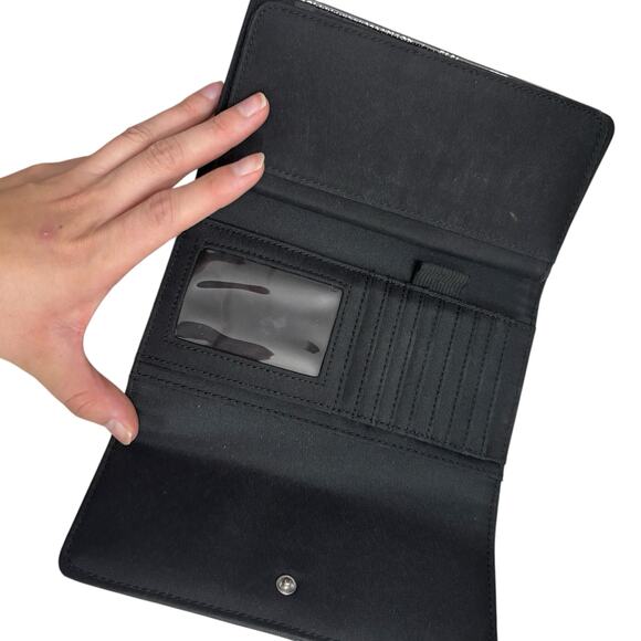 Tommy Hilfiger Black Saffiano Snap Wallet Clutch Card Holder Organizer - Picture 4 of 6